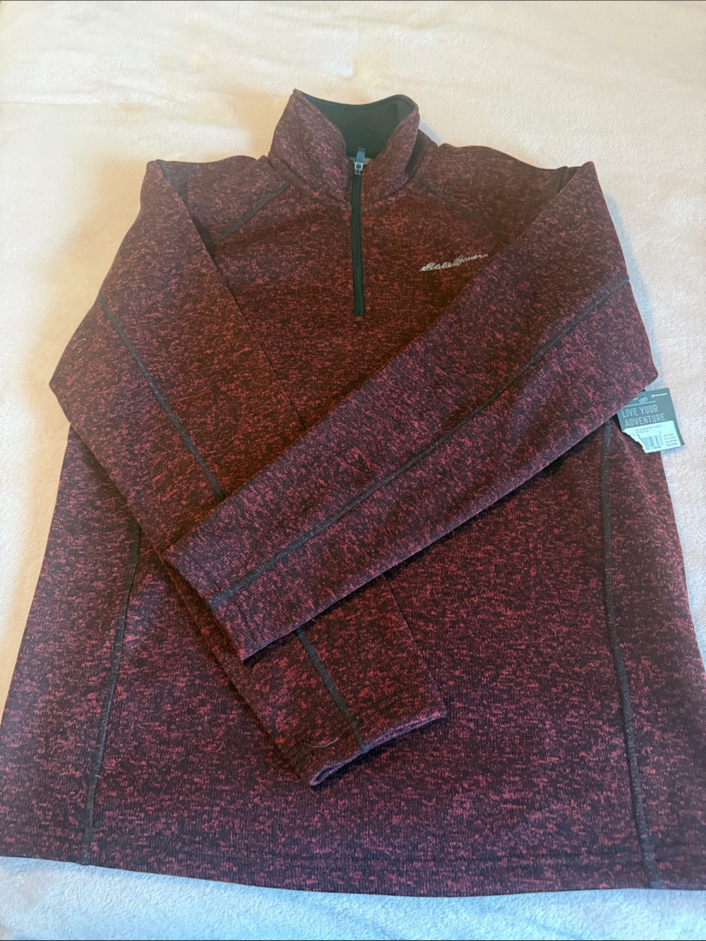Eddie Bauer Marled Burgundy Half-Zip Pullover